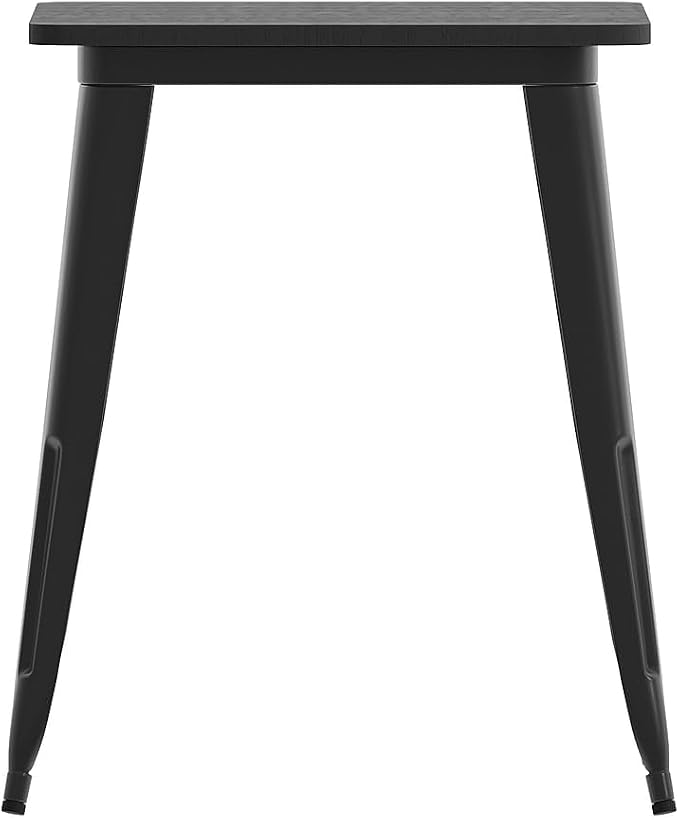 Flash Furniture Declan Commercial Outdoor Dining Table, All Weather Poly Resin Top with Steel Base, 23.75" Square, Black/Black