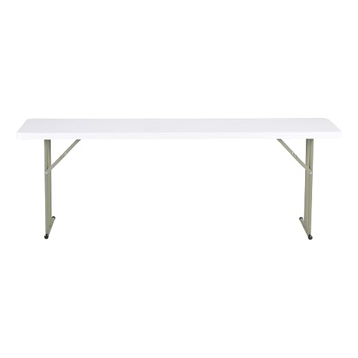 Norwood Commercial Furniture 8' Indoor/Outdoor Folding Training Table, Rectangular Blow-Molded Plastic Folding Training and Event Table, White