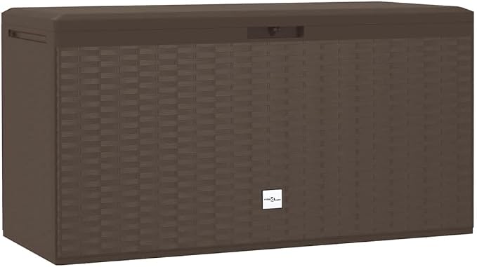 Patio Storage Box 290L Large Outdoor Deck Box for Garden Cushions and Tools, Brown Rectangular Resin Storage Bin for Terrace and Garage, Textured Finish, 44.9" x 18.5" x 23.6"