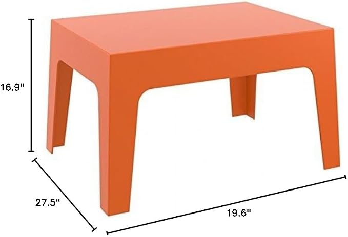 Compamia Box Resin Patio Coffee Table in Orange, Commercial Grade