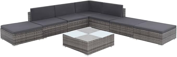 Patio Lounge Set with Cushions,Outdoor Tables and Chairs,Outdoor Furniture Sets,Patio Conversation Sets,for Garden,Deck,Backyard,8 Piece Poly Rattan Gray