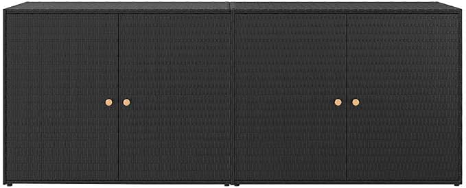 Large Outdoor Garden Storage Cabinet, Weather-Resistant Poly Rattan Deck Box with 2 Doors, Patio Shed for Backyard, Garage, and Garden Tool Organization, Black