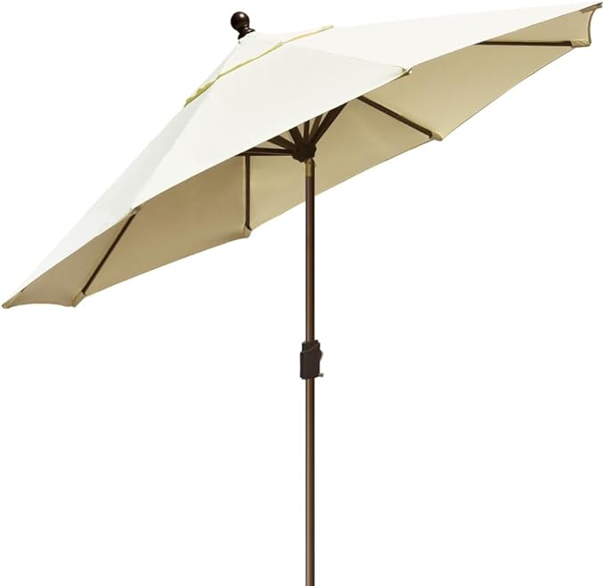 EliteShade USA 10-Year-Non-Fading 10Ft Market Patio Umbrella, UPF 50+ UV Protection Performance Sun Umbrella, Heavy Duty Commercial Grade Outdoor Table Umbrella with Crank & Tilt, Windproof Vented Top for Garden, Pool, Deck and Outdoor Playsets, Natural
