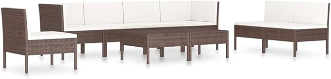 Patio Lounge Set with Cushions,Outdoor Patio Furniture,Outdoor Chat Conversation Set,Garden Furniture Sets,for Patio,Backyard,Garden,Outdoor,9 Piece Poly Rattan Brown
