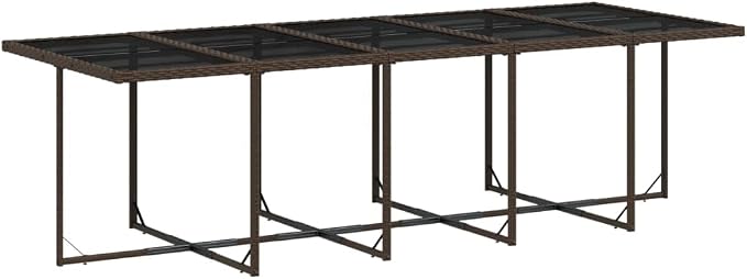 11-Piece Outdoor Dining Set, Patio Furniture Table and 10 Chairs, Space-Saving Cube Garden Rattan Seating with Cushions, Brown