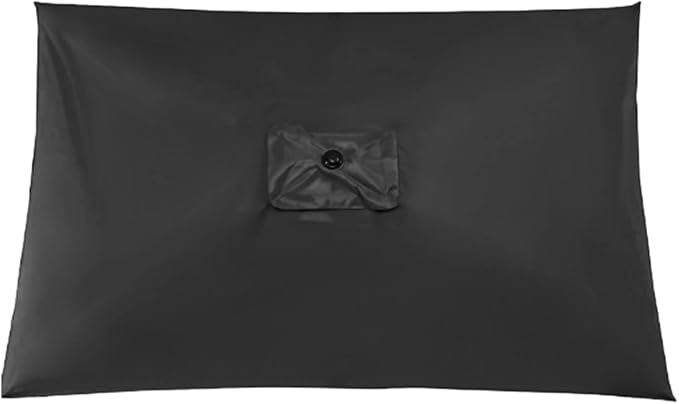 Rectangular Umbrella Canopy Replacement 6 Ribs, Fade Resistant Replacement Umbrella Canopy, Heavy Duty Polyester Fabric Outdoor Shade Canopy Cover for Market Table Cantilever Parasol Top Cover(Black)