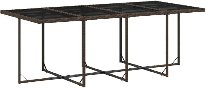 9 Piece Patio Dining Set, Outdoor Rattan Cube Table and 8 Chairs with Padded Cushions, Space-Saving Backyard Furniture for Garden, Brown