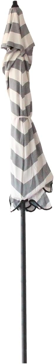 Tempera Striped Patio Umbrellas Outdoor Table Market Umbrellas with Crank & Pust Button Tilt|Auto-Tilt, 8 Steel Ribs, High Color-Fastness Canopy
