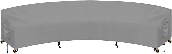 PureFit Outdoor Sectional Sofa Cover Waterproof Curved Patio Furniture Covers for Deck, Lawn and Backyard, 190Lx36Dx39Hx128FL, Grey