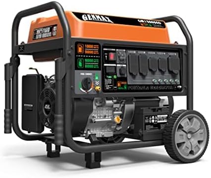 GENMAX Dual Fuel Portable Generator，GM12000ED Gas or Propane Powered Electric Start-Home Back Up, EPA Compliant