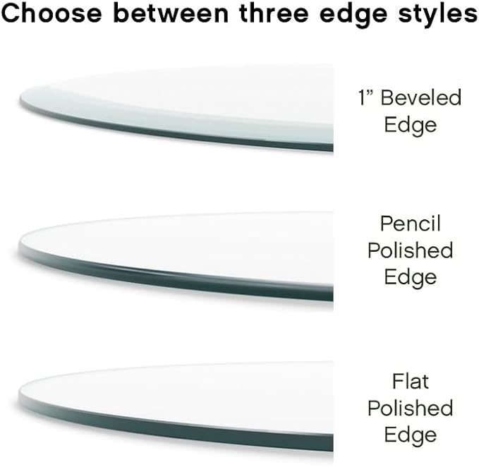 The Better Bevel 18 inch Round Glass Table Top - Clear Tempered Glass Surface Protector - Safe Beveled Edge - Coffee, Dining and End Table