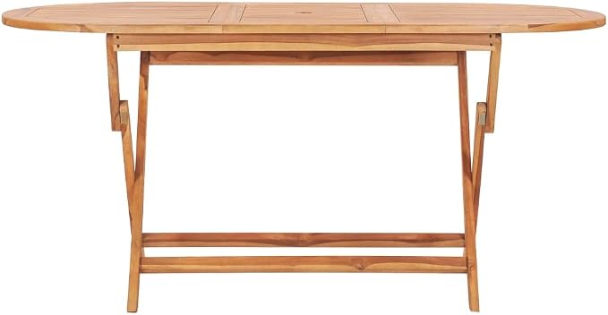 Folding Outdoor Table Natural Teak Solid Teak Wood 63x31.5x29.5 in Practical for Outdoor Dining and Gatherings