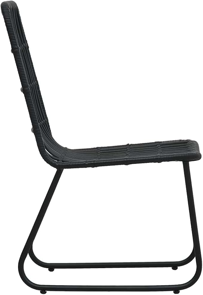 3 pcs Set Patio Dining Set & Balcony Furniture Black Poly Rattan Outdoor Dining Set Bistro Set for Lawn Backyard Front Porch 31.5 x 31.5 x 29.1 in