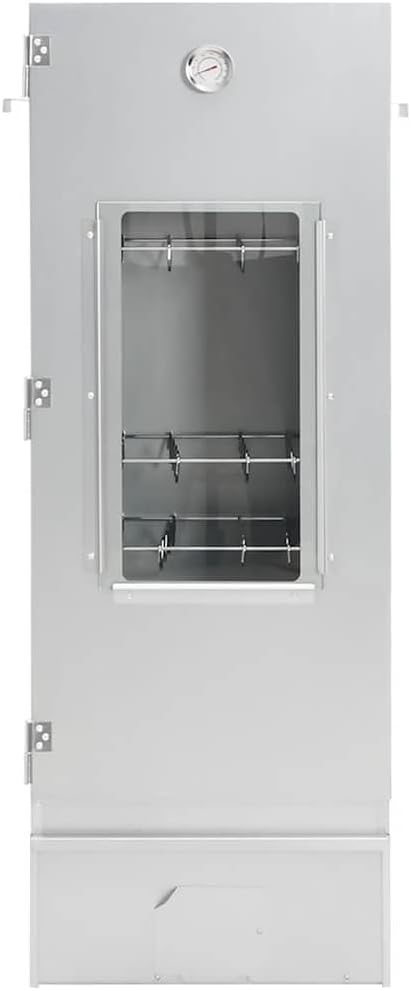 vidaXL BBQ Oven Smoker with Wood Chips, Outdoor Grill, Smoking Oven for Kitchen Garden Patio, Barbeque, Food Prep Table, Galvanized Steel
