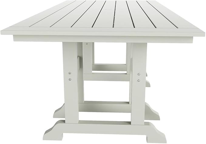Costaelm Rectangle Outdoor Dining Tables, 71'' Patio Table with Umbrella Hole for 6 Person, Balcony Outdoor Buffet Table, Porch Tables for Outside Lawn Porch Bistro Furniture, Sand