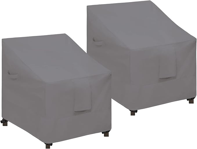 Easy-Going Waterproof Patio Chair Cover UV Resistant Outdoor Chair Cover Weatherproof Lawn Patio Furniture Cover with Tape Sealed Seam (2 Pack-33Wx34Dx31H inch, Grey)