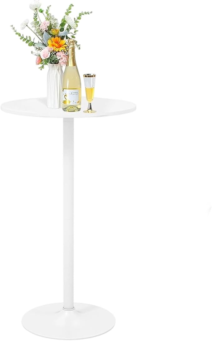 ERGOMASTER Cocktail Table,Two-in-one Modern Style Standing Circular Bar Table 40"/22" Two Convertible Height Suitable for Dining Room, Restaurant, Kitchen (1, White)