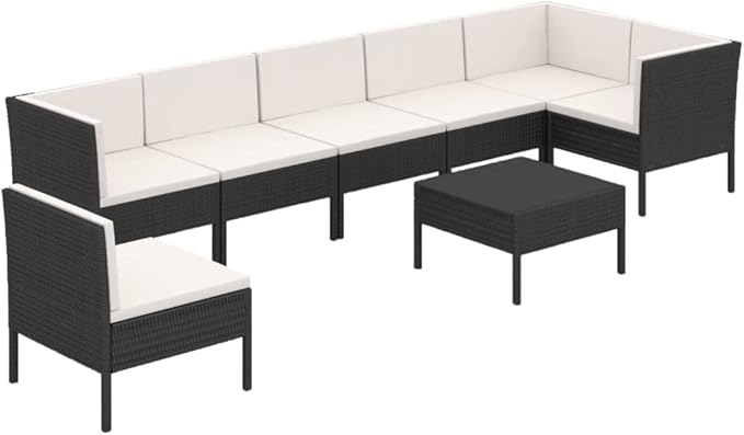 8 Piece Patio Lounge Set with Cushions,Patio Sofa,Outdoor Daybed,Patio Seating,Outdoor Furniture Sets,Patio Conversation Sets,Modern Set,Outdoor Patio Chairs,for Backyard,Garden,Poly Rattan Brown