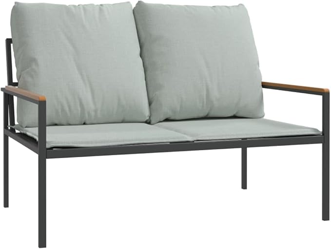 4 Piece Patio Lounge Set with Cushions, Porch Furniture Set Sectional Sofa Patio Conversation Set Outdoor Dining Sets for Piazza Poolside Exhibition Garden Anthracite Steel