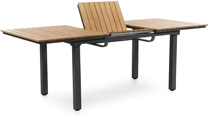 Greemotion Mackay 61.5" W Outdoor Teak Wood Expandable Dining Table in Natural