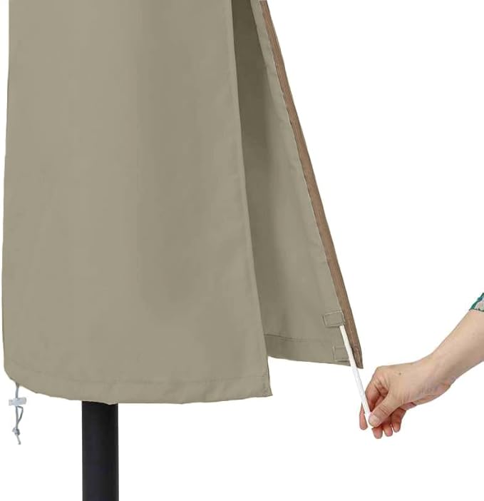 Umbrella Covers for 10ft to 11ft Patio Umbrellas, Fade Resistant, Fade Resistant, Waterproof and Durable Market Parasol Ourdoor Umbrella Covers with Zipper and Rod Desert Khaki