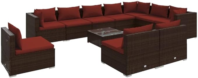 Patio Lounge Set with Cushions,Conversation Patio Furniture Porch Furniture Sets Garden Furniture Suitable for Patio, Deck, Front Porch, Poolside or Balcony Poly Rattan Brown