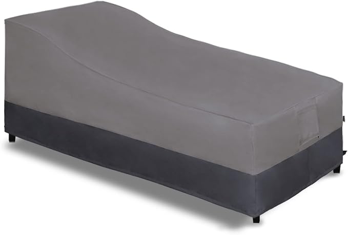 Easy-Going Waterproof Outdoor Chaise Lounge Cover, Heavy Duty Patio Lounge Chair Cover, Windproof Outdoor Furniture Cover with Air Vent 1 Pack-84Wx34Dx32H inch, Gray/Dark Gray