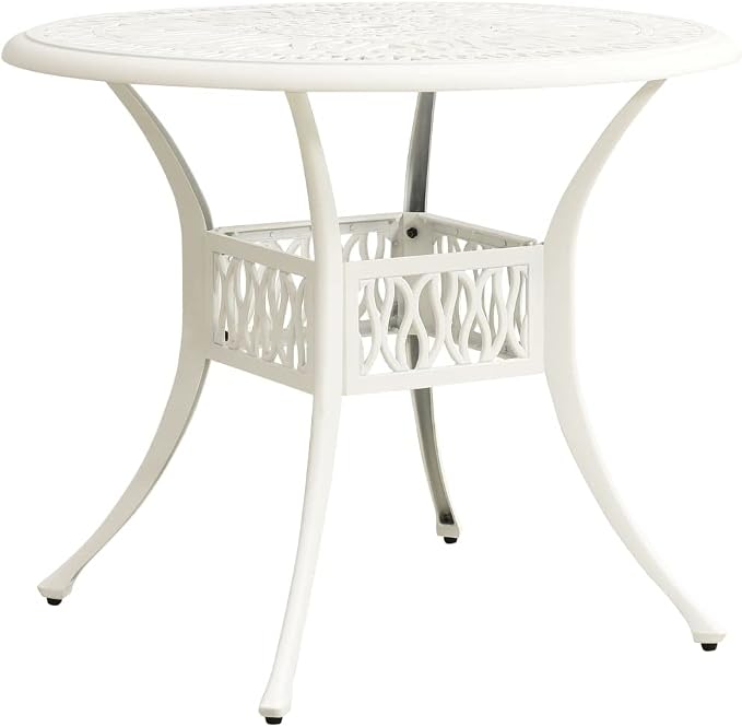 Patio Table White 35.4"x35.4"x29.1" Cast Aluminum, Outdoor Patio Table, Backyard Table, Outdoor Bistro Table for Backyard Lawn Balcony Deck