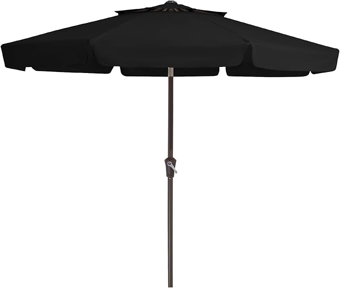 JEAREY 9' 2-Tiers Patio Umbrellas Outdoor Market Table Umbrella w/Push Button Tilt/Crank, 8 Sturdy Ribs, UV Protection Waterproof Sunproof(Black)