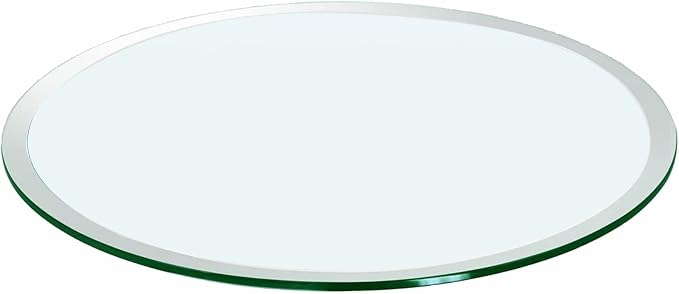 24" Round Glass Table Top - 1/2" Thick Beveled Edge Tempered Glass, Replacement Glass Table Top for Kitchen/Patio Table