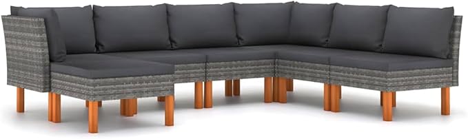 7 Piece Garden Lounge Set,Garden Patio Wicker Furniture Set,All-Weather Outdoor Couch Sectional Patio Set,Modular Sofa set,Patio Conversation Set Garden Patio Sofa Set,with Cushions Poly Rattan Gray