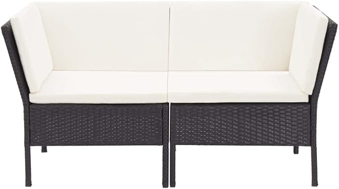 Patio Sofa Set with Cushions,Patio Lounge Set,Outdoor Furniture,Outdoor Furniture Sets,Patio Conversation Sets,for Garden,Deck,Backyard,6 Piece Poly Rattan Black