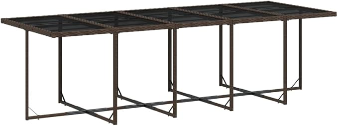 15-Piece Brown Patio Dining Set with Cream Cushions PE Rattan Outdoor Furniture Set for Garden Backyard Balcony Porch