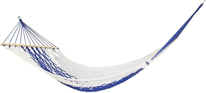 Outdoor Hammock Double Cotton Rope Net Hammock Outdoor Couple Mesh Breathable Swing Hammock (Color : Blue, Size : 200 * 150cm)