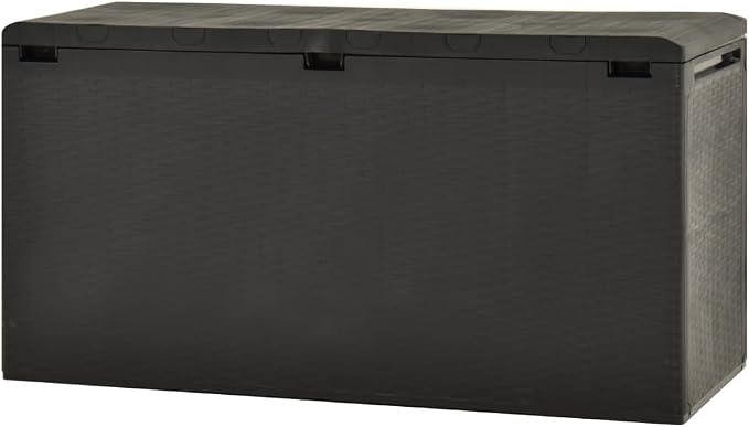 Garden Storage Box Anthracite 290L Polypropylene Deck Box with Locking Lid 44.9 x 18.5 x 23.6 Inches for Outdoor Patio and Garden Organizing