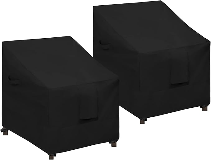 Easy-Going Waterproof Patio Chair Cover UV Resistant Outdoor Chair Cover Weatherproof Lawn Patio Furniture Cover with Tape Sealed Seam (2 Pack-29Wx30Dx36H inch, Black)