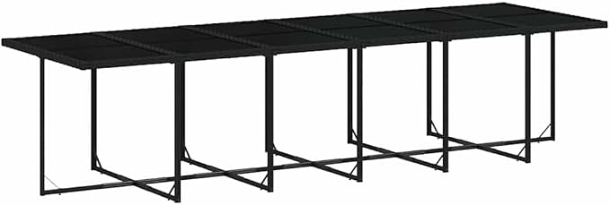 17-Piece Black Poly Rattan Garden Dining Set, Patio Furniture for Balcony, Garden, or Patio, 129.9 x 41.7 x 28.7 in