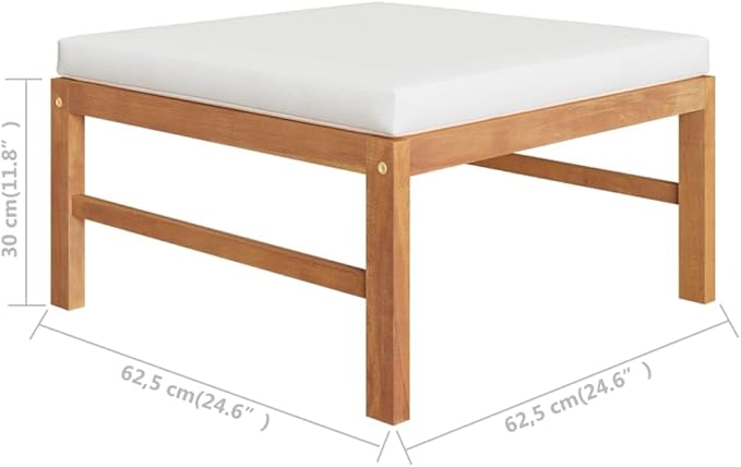 4 Piece Patio Lounge Set with Cream Cushions,Patio Sofa,Outdoor Daybed,Patio Seating,Outdoor Furniture Sets,Modern Set,Outdoor Patio Chairs,Patio Conversation Sets,for Backyard,Garden,Solid Teak Wood