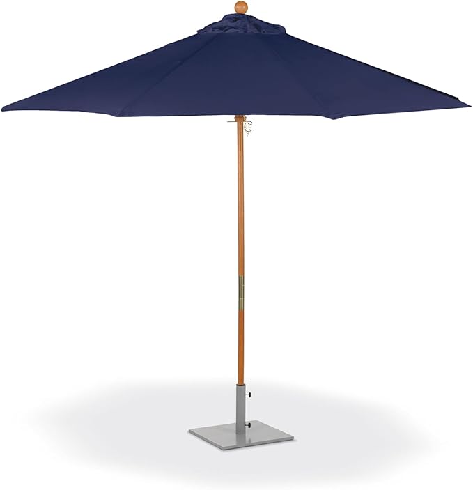9' Octagonal Wooden Market Umbrella with Pulley System, Wood Frame, Maple Handle, Acrylic Canopy, UV Blocking, Patio Use