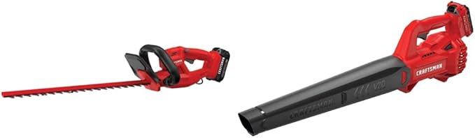 Craftsman V20 Cordless Hedge Trimmer (CMCHT810C1) and CRAFTSMAN 20V MAX Cordless Leaf Blower Kit (CMCBL710D1) Bundle