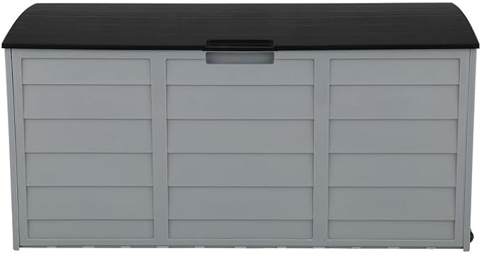 NOLLAM Garden Plastic Storage Deck Box 260 L Outdoor Storage Unit with Lockable Seat Chest Tools Cushions Toys Patio Furniture Patio Storage Box Elegant Storage Bench for Cushions Garden Tools, Black