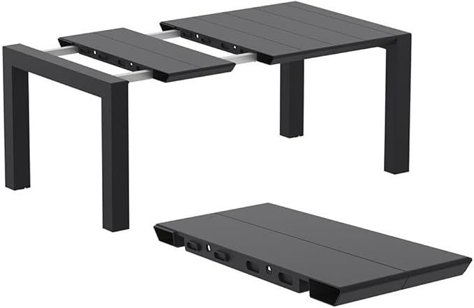 Compamia Vegas 55" Extendable Patio Dining Table in Black, Commercial Grade