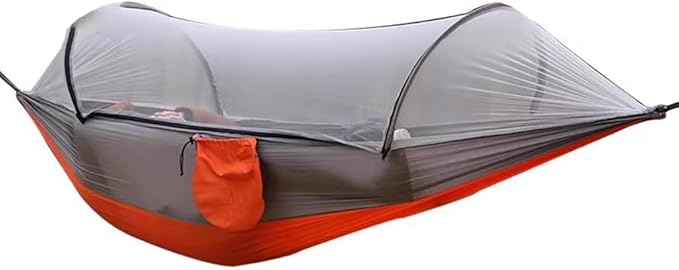 Outdoor Double Hammock with Protective Mesh, Ultra-Light Portable Anti-Rollover Swing, Relax/Sleep, Load Bearing 150kg/330.7lbs(Grey)