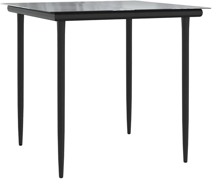 Afuera Living 3 Piece Steel Garden Dining Set, Black Powder-Coated Frame, Tempered Glass Tabletop, Anthracite Textilene Seats, Ergonomic Compact Outdoor Patio or Balcony Furniture for 2 People