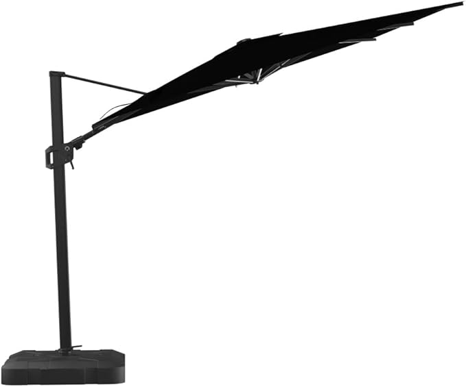 Midtown Umbrellas 9x9 Ft Outdoor Cantilever Patio Umbrella w/Sunbrella Bay Brown - Tilt 360° Rotate Offset Patio Umbrella, Deck Patio Umbrella, Backyard Umbrella & Garden Umbrella - Black Frame