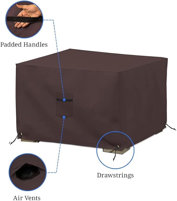 Covers & All Outdoor Ottoman Cover, 12 Oz PVC Coated Polyester, Waterproof Ottoman Slipcover, Square Patio Furniture Covers Suitable for Indoor and Outdoor Use (21" L x 21" W x 17" H, Coffee)