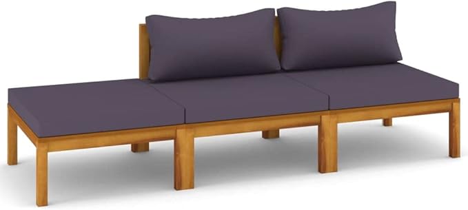 Patio Lounge Set with Cushion,Patio Furniture Sets,Patio Conversation Sets,Outdoor Furniture Sets,for Garden,Backyard,Outdoor,3 Piece Solid Acacia Wood