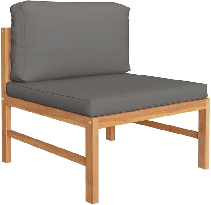 4 Piece Patio Lounge Set with Gray Cushions,Patio Sofa,Outdoor Daybed,Patio Seating,Outdoor Furniture Sets,Modern Set,Outdoor Patio Chairs,Patio Conversation Sets,for Backyard,Garden, Solid Teak Wood
