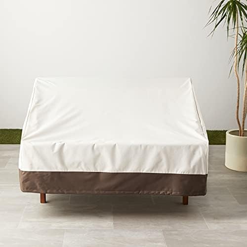 Amazon Basics 2-Seater Deep Lounge Sofa, Outdoor Couch and Patio Furniture Cover, Waterproof, Anti-UV, Water Resistant, Durable, Beige/Tan