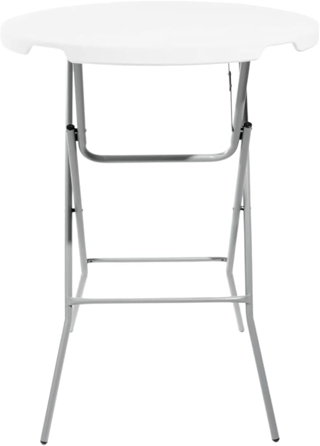 PRO&Family 32 Inch Round Cocktail Table White Tall Round Table Foldable Bar Table Outdoor High Top Table Foldable High Top Table Bar Height Folding Table Cocktail Tables for Parties Bar Height (2)